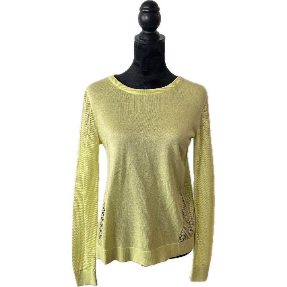 Chartreuse/Green Eyelet Beach Sweater Soft Knit Women's Size M Crisscross Back
